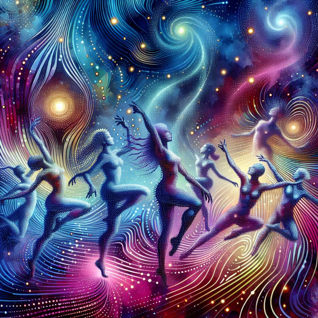 Ethereal Dancers in a Dotted Cosmos